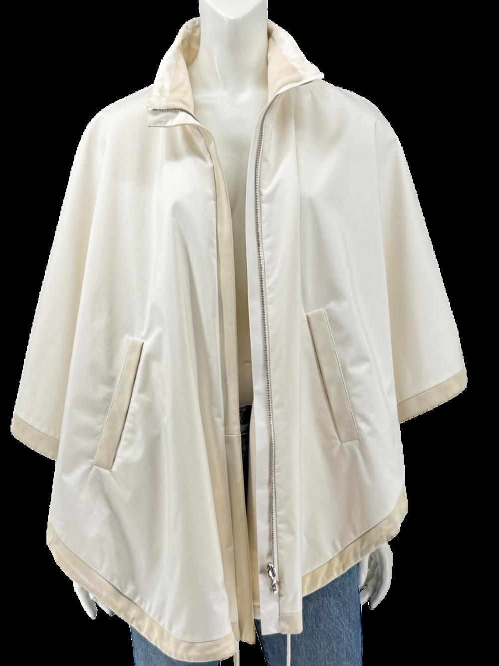 Loro Piana Reversible Hooded Cape Off-White Technical Fabric Made in Italy – L